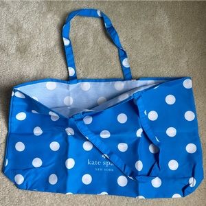 BRAND NEW! Kate Spade blue and white slim polkadot tote bag